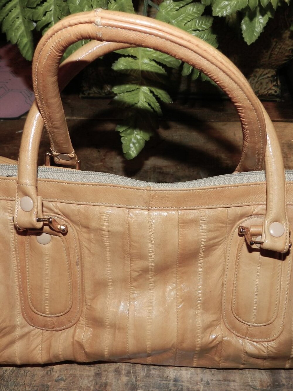 Vintage Eel Skin Purse ~ Tan ~ Made In Korea ~ Vintage 80s ~ NEW without Tags
